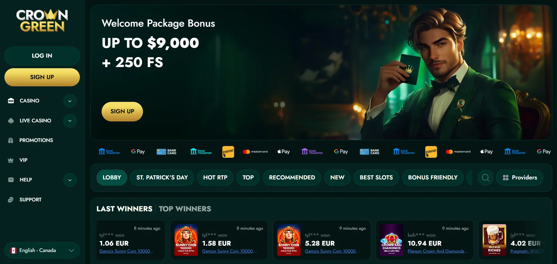 Crowngreen Online Casino Canada